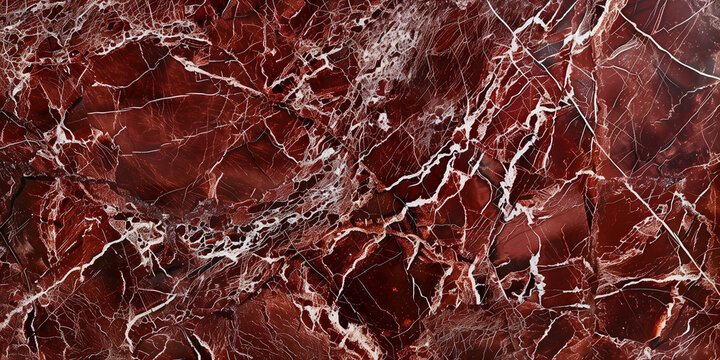 Intricate Details: Rosso Levanto Marble Macro Shot - Dark Red with White Veins, High Detail - Perfect for Rich Textures