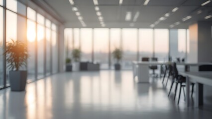 Out of focus empty office background. Blurred bright office background.