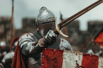 Naklejka premium Jousting lists enhanced by cyber technology for realistic training simulations