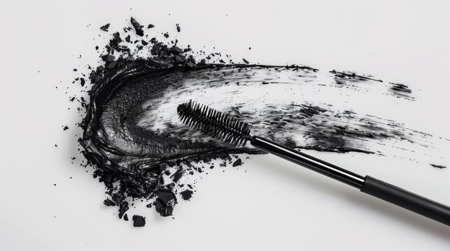 Fototapeta Mascara tube and wand exposed against white backdrop