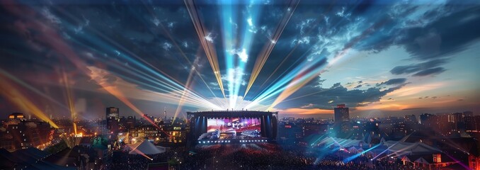 Electric Night Enthralling Concert Atmosphere with Vibrant Lights and Energetic Crowd Captured by Sony a7c ii Camera