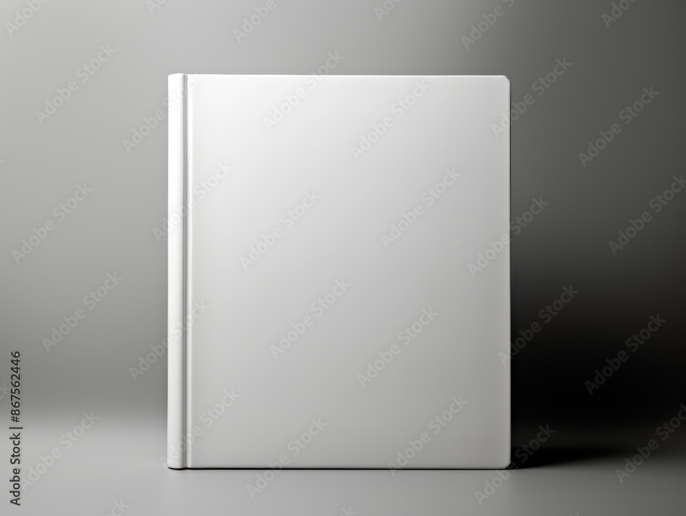 Poster A blank white book mockup with a gray background, providing space for branding or design concepts. Generative AI