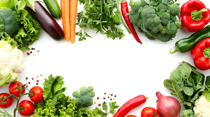 vegetables border frame isolated on white background