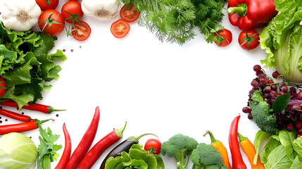 vegetables border frame isolated on white background