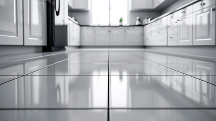 Detailed disinfection of kitchen floor by exterminator, realistic detail, grayscale, watercolor effect