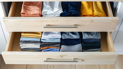 stack of clothes in a wardrobe