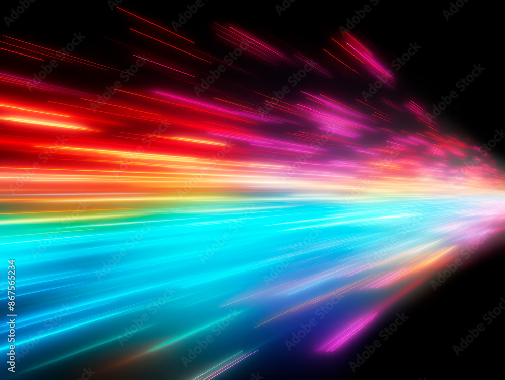 Aufkleber abstract colorful light streaks against a dark background, concept of speed and motion, dynamic and 