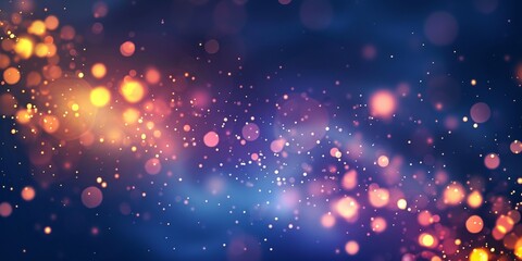Obraz premium Vibrant bokeh light background with glowing golden particles, perfect for festive or celebratory themes.