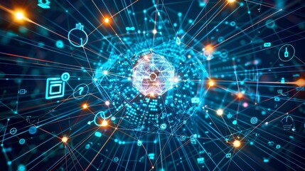 Obraz premium create a conceptual image of IoT with a central hub