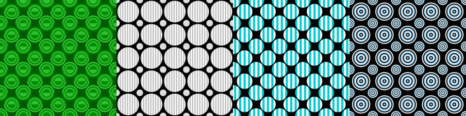 Fototapeta premium Seamless geometric threetone pattern set