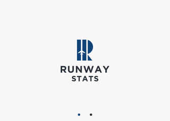 letter r with plane logo design vector silhouette illustration