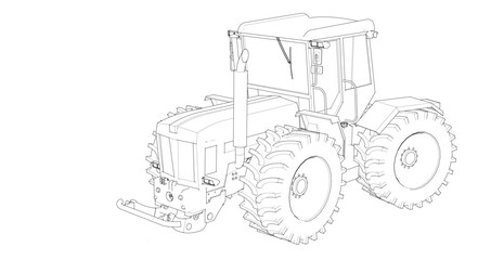 tractor graphic sketch 3d illustration	
