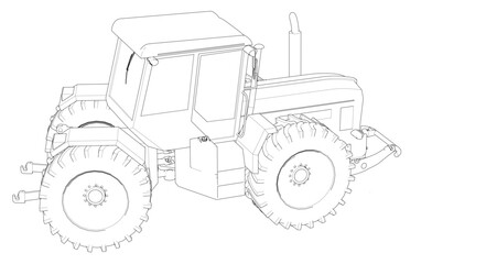 tractor graphic sketch 3d illustration	
