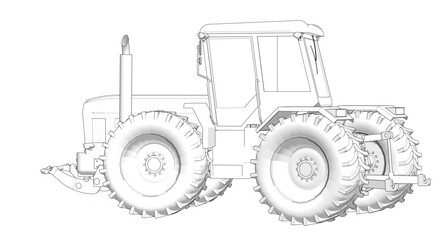 tractor graphic sketch 3d illustration	
