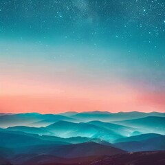 Fototapeta premium Majestic Mountain Range at Sunset with Starry Sky
