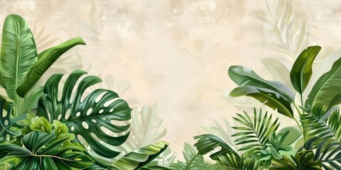 Tropical Paradise: Lush Green Leaves and Ferns