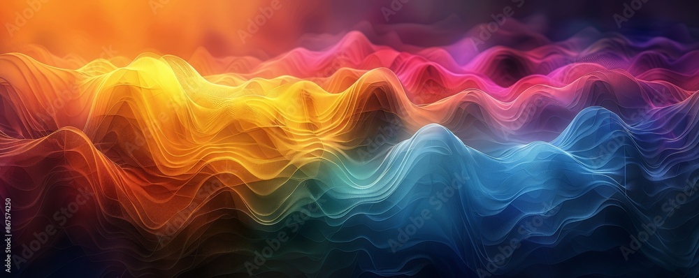 Poster vibrant abstract wave pattern with colorful gradients