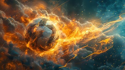 Fototapeta premium Soccer Ball on Fire.
