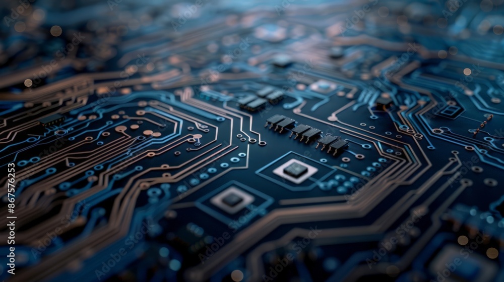 Poster high-tech circuit board with integrated components