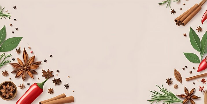 Spice concept, isolated on copy space with soft background, illustration.