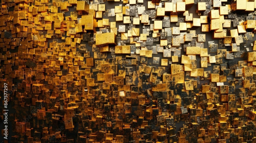 Poster golden abstract pattern with geometric shapes