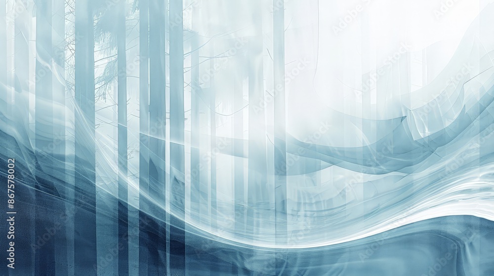 Poster abstract waterfall with blurred trees and sky