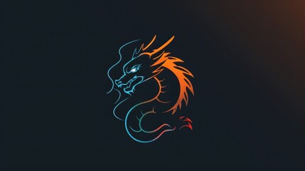 Stylized dragon illustration with a dark background. The dragon is depicted in a side profile, with its head turned to face the viewer