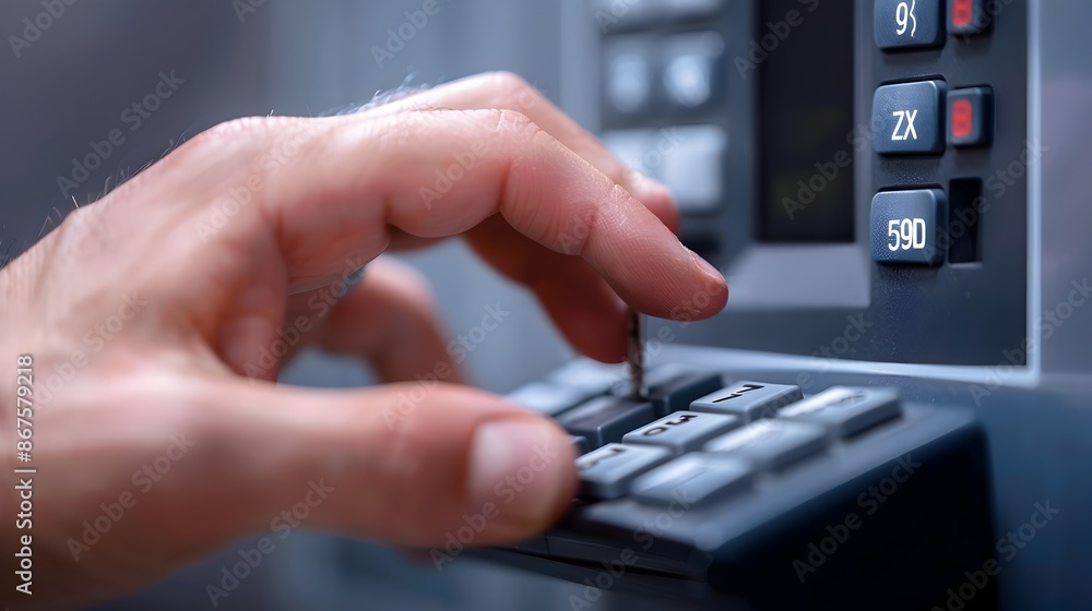Poster Security Keypad with Fingers Typing Code