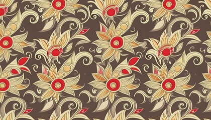 Beautiful batik pattern background illustration with seamless design for gift cards and canvas textures