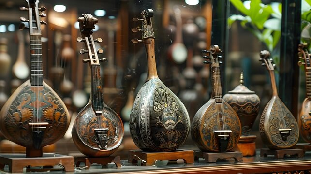 Showcasing Antique Thai Musical Instruments on Display