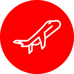 Airplane Vector Line White Circle Red