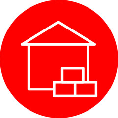 Warehouse Vector Line White Circle Red