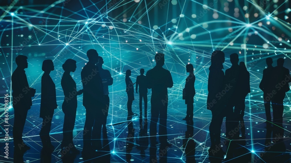 Poster professional networking event in a futuristic digital space