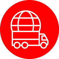 Globe (for international delivery) Vector Line White Circle Red