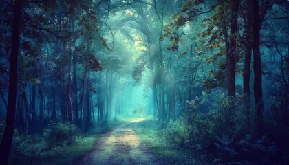 Obraz premium Mystical Forest Path at Dusk