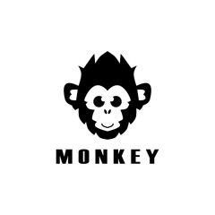 Monkey vector illustration. Simple monkey icon. Black monkey logo on white background,
