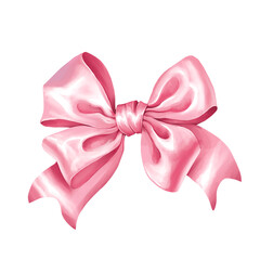 Pink bow aesthetic ribbon, isolated on white background.