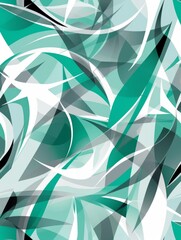Abstract pattern with green, white, and black shapes.