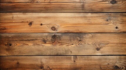 Naklejka premium The image displays wooden planks placed horizontally, featuring visible knots and darkened edges, giving an appearance of a well-aged and weathered wooden surface ideal for backgrounds.