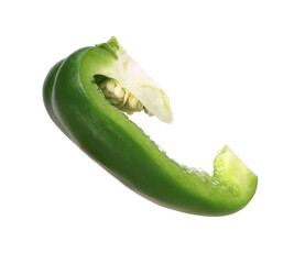 slices green bell pepper isolated, transparent PNG, PNG format, cut out, full depth of field