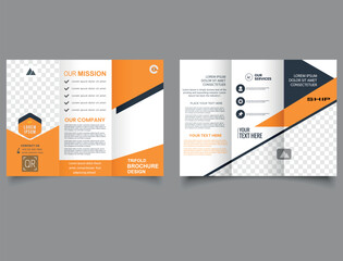 Orange Corporate trifold brochure design. Presentation layout.