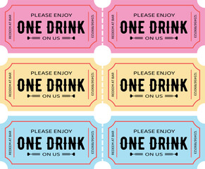 One Drink Coupon Set With Different Colors