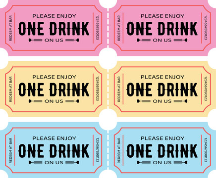 One Drink Coupon Set With Different Colors