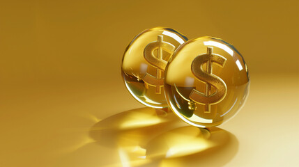 golden dollar symbol, golden sign, A 3D gold money icon, dollar sign