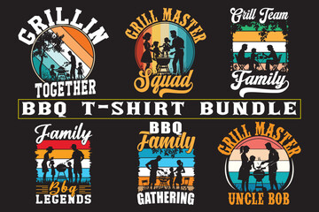 Barbeque t shirt design, High quality vector, Barbeque family, picnic party, grill master t shirt bundle, print on demand 