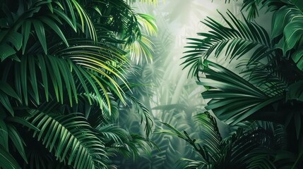 Tropical background green plant leaf South America forest jungle palm tree