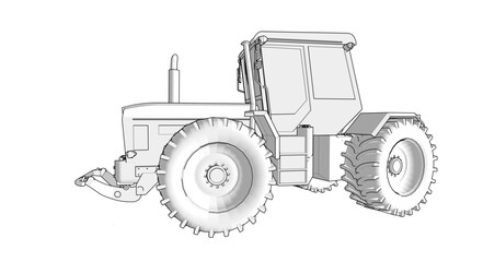 tractor graphic sketch 3d illustration	