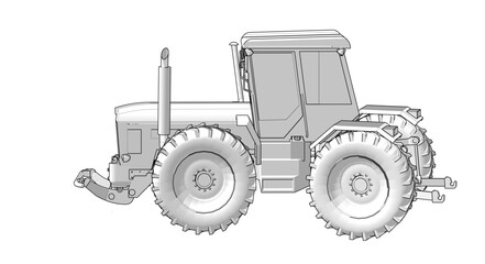 tractor graphic sketch 3d illustration	
