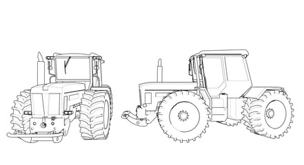 tractor graphic sketch 3d illustration	