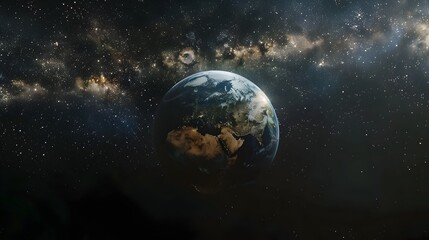 Naklejka premium Breathtaking View of Planet Earth Amid Starry Cosmic Landscape